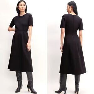 Everlane The Dream Short Sleeve Dress Ponte Knit Black Women's XS NWT A-Line